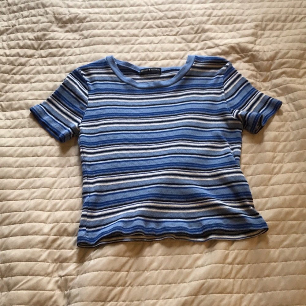 Blue,Black,White Striped Shirt: Brandy Melville